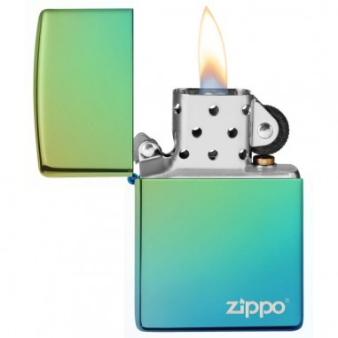 CLASSIC HIGH POLISH TEAL LOGO-ZIPPO