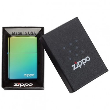 CLASSIC HIGH POLISH TEAL LOGO-ZIPPO